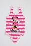 Stylish Girl's Swimsuit Fuchsia Striped Minnie Mouse Print Comfortable Quick Dry Sea Pool Bikini - 3