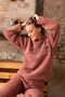 Women's Crew Neck Ribbed Terry Welsoft Pajama Set Plush Winter - 3