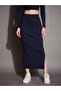 Ribbed Pencil Skirt with Side Slit