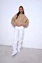 Unisex Oversize Sweatshirt Basic Beige – Crew Neck, 3 Thread Ribbed - 3