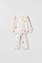 Girl's White Patterned Sweatshirt, Flare Leg Tights, Bottom-Top Set