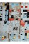 Barcelona Collection Abstract Square Geometric Pattern in Blue Tones Modern Decorative Carpet 59 - 2