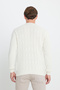Men's Ecru Wool Standard Fit Regular Cut Crew Neck Jacquard Knitwear Sweater - 5