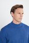 Men's Indigo Non-Pilling Standard Fit Normal Cut Half Turtleneck Knitwear Sweater - 4