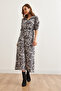 Women's Leopard Ecru Polo Neck Wrap Dresselb- 19002305 - 3