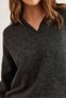 Women's Anthracite Polo Neck Washed Soft Textured Knitwear Sweaterkzk- 19000432 - 6