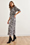 Women's Leopard Ecru Polo Neck Wrap Dresselb- 19002305 - 5