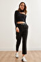 Women's Black Belted Polyviscon Carrot Trousers with Pocketspnt-19000306 - 4