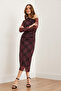 Women's Burgundy One Shoulder Lined Plaid Maxi Tulle Dresselb- 19002311 - 2