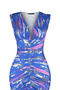 Navy Blue Printed Fitted Ruched Detail Midi Stretchy Knit Pencil Dress TWOSS23EL00751 - 9