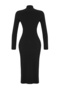 Siyah Drape Detaylı Yırtmaçlı Dik Yaka Fitted/Vücuda Oturan Esnek Midi Örme Elbise TWOAW24EL00134 - 11