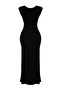 Siyah Sırt Dekolteli Fitted/Vücuda Oturan Maxi Esnek Örme Maxi Kalem Elbise TWOSS24EL00090 - 7