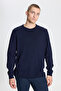 Standard Fit Regular Cut Crew Neck Men's Navy Blue Knitwear Sweater - 3