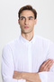 100% Cotton Slim Fit Slim Fit Buttoned Collar Linen Look Flamed Men's White Shirt - 5