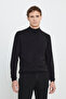 Non-Pilling Anti-Pilling Standard Fit Regular Cut Half Turtleneck Men's Black Knitwear Sweater - 3