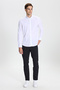 100% Cotton Slim Fit Slim Fit Buttoned Collar Linen Look Flamed Men's White Shirt - 3