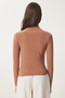 Women's Biscuit Ruched Detail Mock Neck Sandy Blouse FF00135 - 7