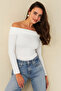 Women's White Madonna Collar Snap Fastener Bodysuit Cg388 - 3