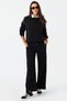 Women's Black Elastic Waist Palazzo Sweatpants Zm30 - 5