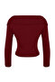 Bordo Crop Devrik Yaka Triko Hırka TWOAW24HI00284 - 6