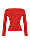 Kırmızı Pamuklu Kare Yaka Regular Fit Örme Bluz TWOAW24BZ00016 - 8