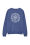 Indigo Oversize/Geniş Kesim Çiçek Nakışlı İçi Polar/Sıcak Tutan Sweatshirt TMNAW24SW00012 - 11
