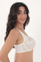 Women's Ecru Non-Stretch Embroidery Fabric Lace Underwire Minimizer Recovery Low-Cut Bra 4676004 -Hürrem - 5