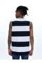 White Tank Top with Slogan and Contrast Stripe - 2