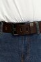 Men's 100% Genuine Leather Black Painted Tubular 4.5 cm Jeans Belt Brown - 3