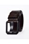 Men's 100% Genuine Leather Black Painted Tubular 4.5 cm Jeans Belt Brown - 4