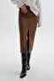 Brown Faux Suede Midi Skirt - 3