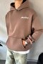 About Blank Printed Brown Oversize Hoodie - 3