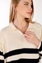 Ecru Striped Corded Fabric Knitwear Tunic 5335 - 3