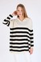 Ecru Polo Neck Striped Tunic 5340 - 2