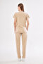 Beige Lycra Unisex Bat Sleeve Nurse and Doctor Uniform Scrubs Set - 3
