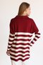 Claret Red Polo Neck Striped Tunic 5340 - 5