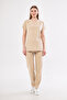 Beige Lycra Unisex Bat Sleeve Nurse and Doctor Uniform Scrubs Set - 4