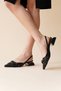 Women's Buckle Detailed Short Heeled Shoes Frona Black - 3
