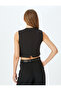 Buttoned Asymmetrical V-Neck Crop Vest - 4