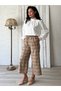 Women's Cream Plaid Trousers