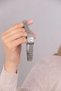 Silver Steel Strap Roman Numeral Stone-Studded Square Minimal Women's Wristwatch - 5