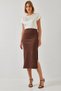 Women's Brown Slit Suede Pencil Skirt 60261039