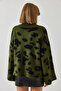 Women's Khaki Half Turtleneck Patterned Knitwear Sweater 241188 60261035 - 3