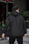 Cold and Windproof Hooded Black Winter Men's Coat with Fur Inside - 5