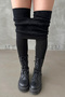 High Waist Recovery Winter Thermal Black Plush Leggings - 8