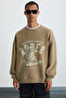 Ekko Men's Soft 3 Thread Organic Cotton Knitted Oversize Western Printed Mink Sweatshirt