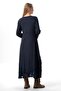 Long Sleeve Cross Tie Detailed Autumn and Winter Lace Asymmetrical Cut Long Combed Cotton Viscose Dress - 2