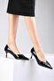 Shirley Black Patent Leather Pointed Toe Heeled Shoes with Buckle Accessories - 4