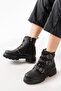 508-3039 Black Buckle Accessory Zippered Daily Women's Boots - 2