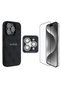 iPhone 16 Pro Compatible Licensed Case + Screen Protector + Lens Protector 3in1 Accessory Set Black